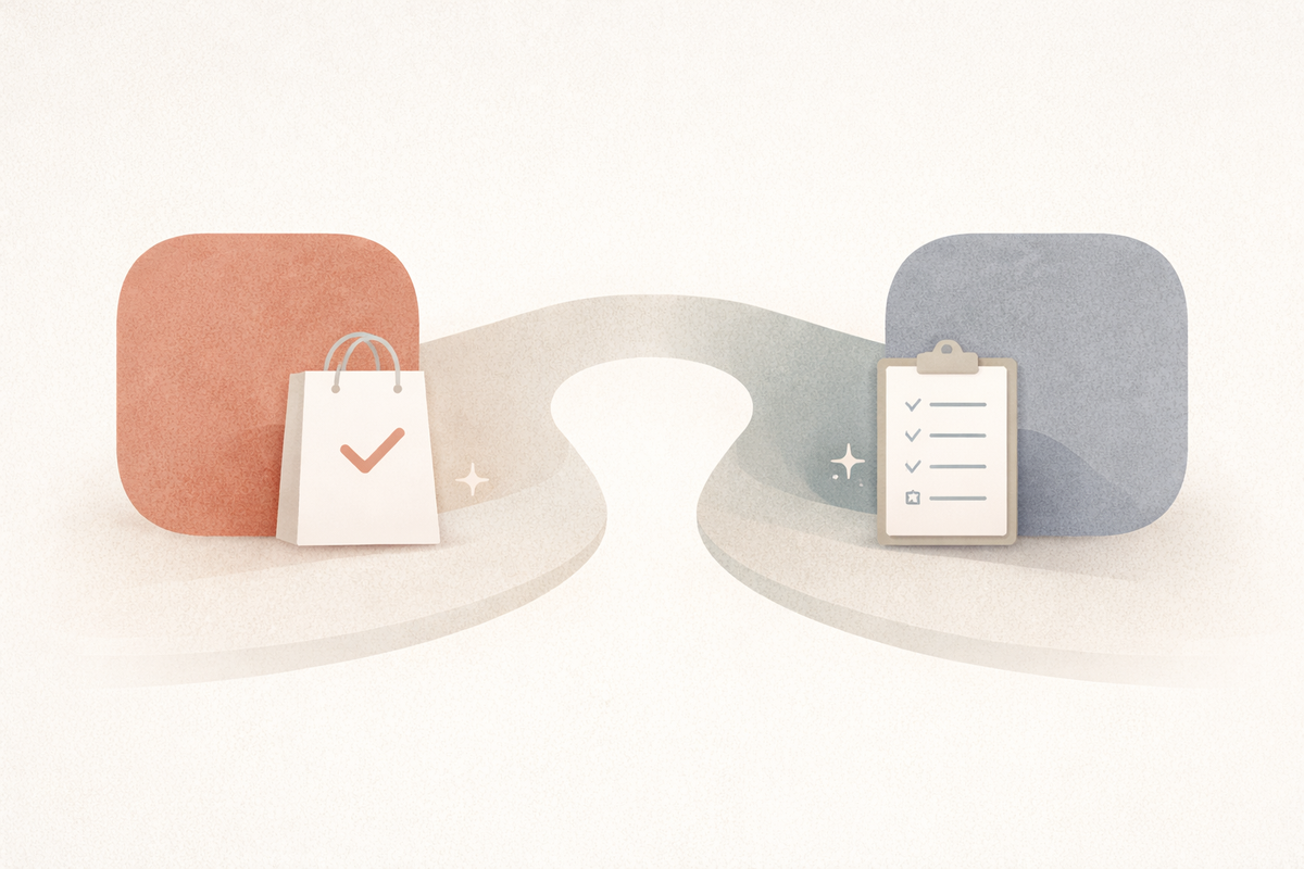 Minimal editorial illustration representing two different participation paths within the RIMAN purchasing system.